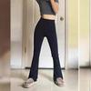 Women's High-Waist Flared Black Suit Pants - Slim Fit, Plus Size, Stretchy, Spring/Summer