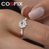 COSFIX Classic Moissanite Lab Grown Diamond Rings for Women 1CT Four Claws Women Moissanite Rings Luxury 925 Silver Moissanite Rings