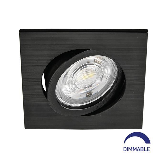 Spot LED encastrable 3en1 carré noir 7W IP20 Dimmable