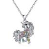 Rainbow Unicorn Pendant Necklace for Kids - Full Diamond Inlaid Cartoon Pony Design, Perfect Christmas Jewelry Gift