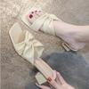 Womens Cross Strap High Heels Slippers 2025 Summer Luxury Golden Square Toe Sandals Women Designer Clear Heel Slides Woman