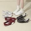 2025 New Retro Red French Mary Jane Shoes Women's Velcro Casual Ballet Single Shoes Flat Shoes Women