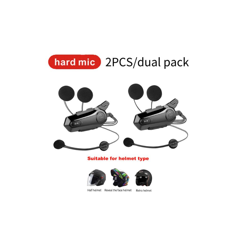 E1 Motorcycle Bluetooth 5.0 Helmet Intercom Headset + Waterproof IPX6 + 2 Riders + 1000M Range + Hands-Free Music for Outdoor Riding