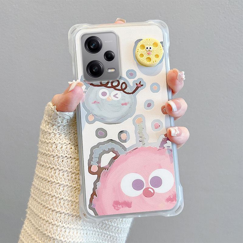 KEYSION Чехол для телефона с ремешком через плечо для Redmi Note 12 Pro 5G, милый мультяшный длинный шнурок, зеркальный противоударный чехол для Redmi Note 12 4G