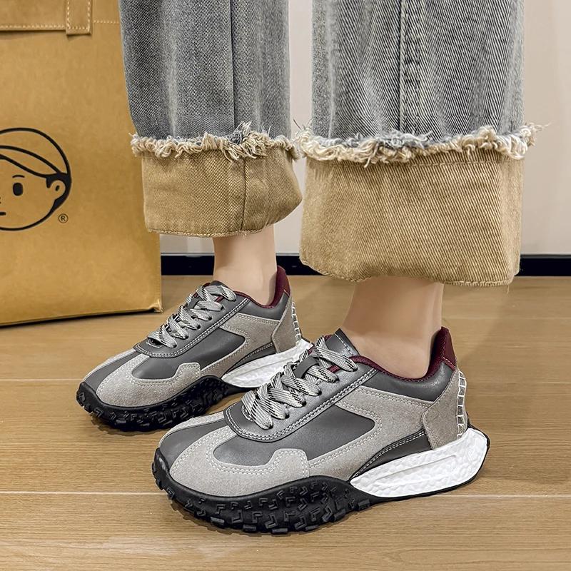 Fashion 2025 Women's Shoes Lace Up Women's Vulcanize Shoes Platform Women Sneakers Round Toe Mixed Colors Outdoor Ladies Casual Shoes