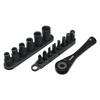 SUNDRY Mini Ratchet 72 Feed 7 6 and 1 Socket Set, 6.35mm (1/4 Inch) Drive, Gears, 5° Angle, Bits, Sockets, Adapter, SDR-B02