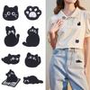 Self-Adhesive Black Cat Cloth Sticker, Clothes, Holes, Embroidery Patch Sticker, T-Shirt, Pants Pattern Decal, No Trace Repair Subsidy