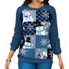 Women's Blouse Round Neck Christmas Print Loose Long Sleeve Top