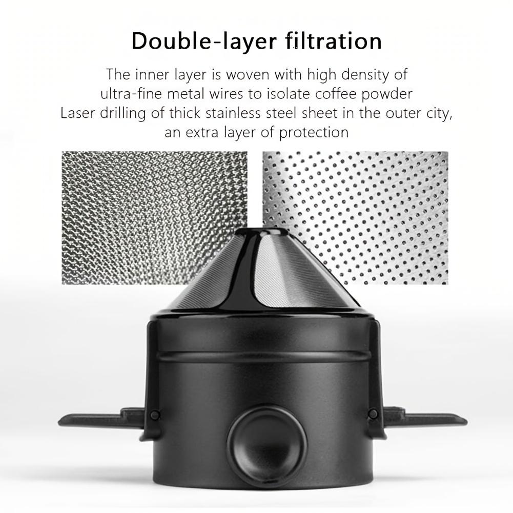 [Stainless Steel |   Portable] Stainless Steel |   Portable Pour Over Coffee Filter |   Reusable Drip Coffee Tea Holder Infuser Dripper Black