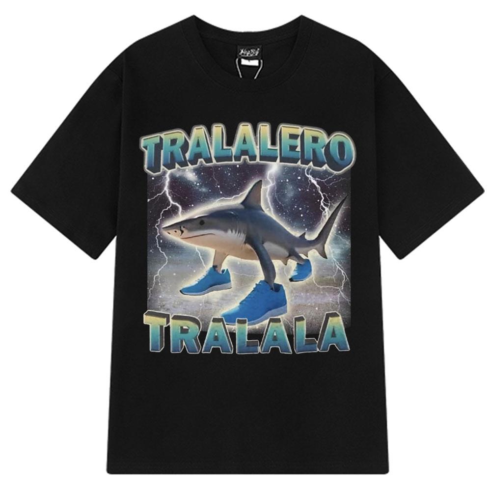 Italian Brainrot Tralalero Tralala Tung Tung Tung Sahur Bombardiro Crocodilo Funny Meme T-shirt Men Women Fashion Loose T Shirts