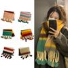 Female Winter Scarf Rainbow Striped Scarf Soft Cashmere Like Neck Wrap Scarf Shawl Pashmina Women Scarves Neckwear Scarf