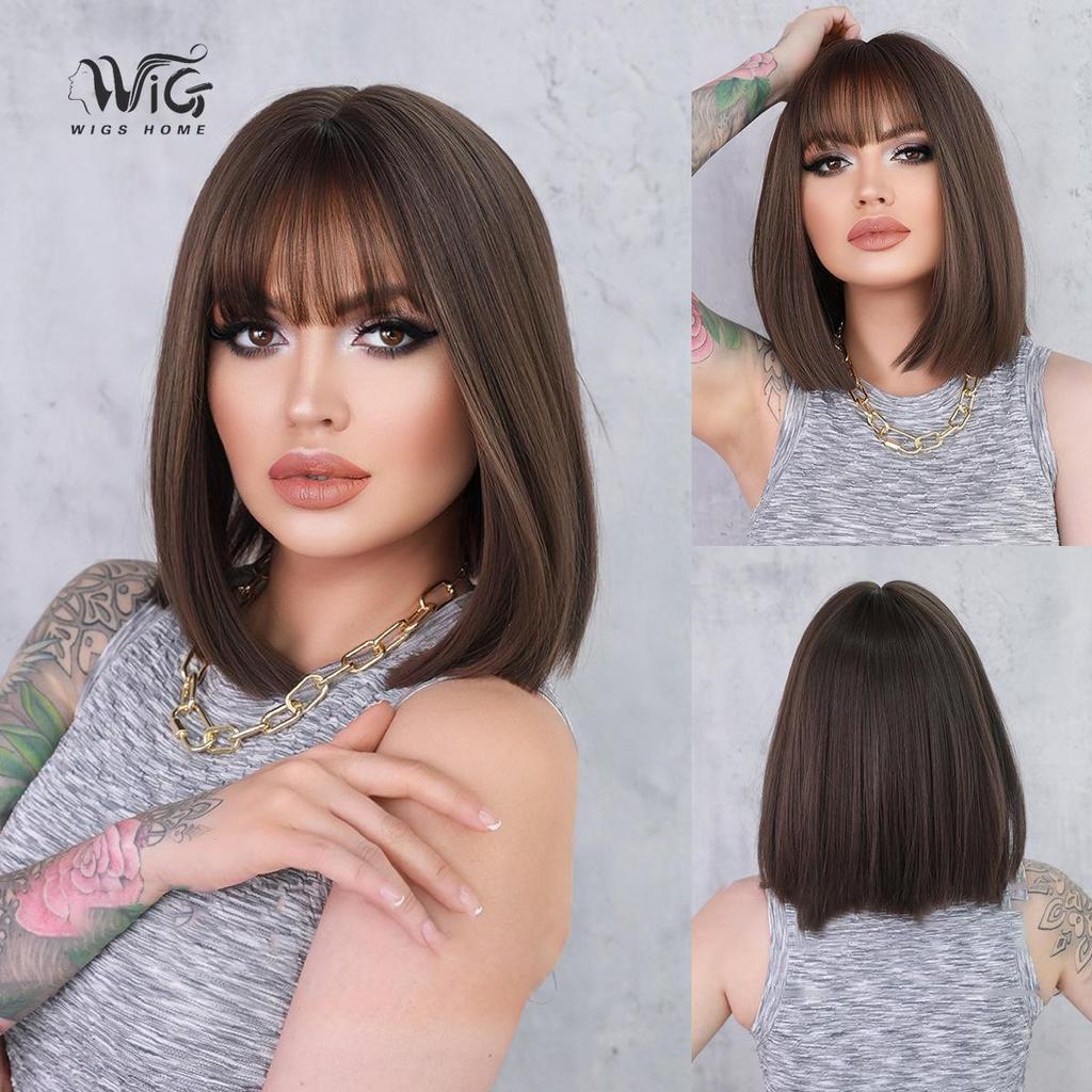 Women's 32cm Short Hair Headcover Short Straight Hair Simulation Hair Beauty Decoration Headwear Wig
