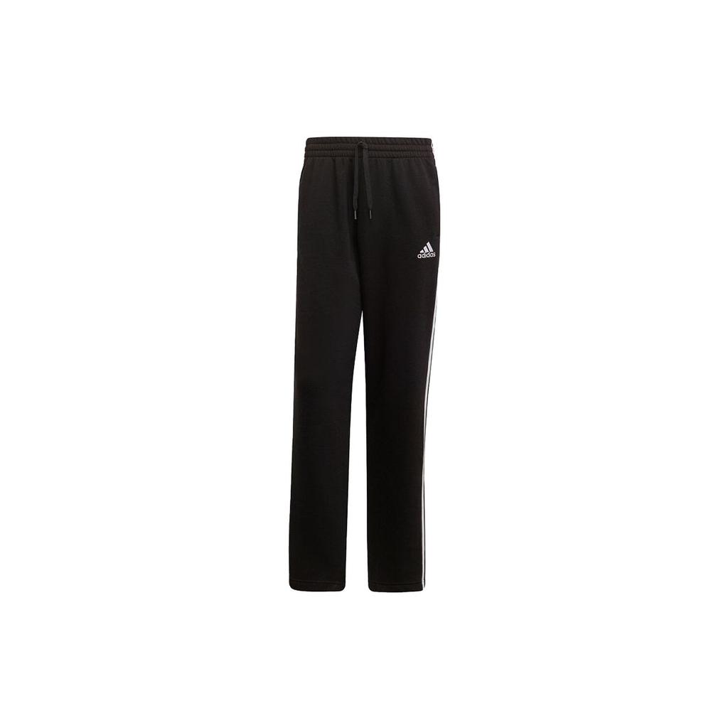 adidas Флисовые брюки Essentials Open Hem с тремя полосками, черные, мужские, уличная одежда GK9267