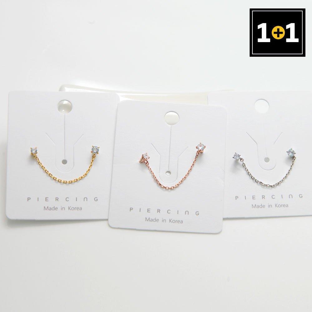 [1+1] Fashion Piercing Surgical Cubic Two-Pin 3-Piece Set (Choose 1, One Side)