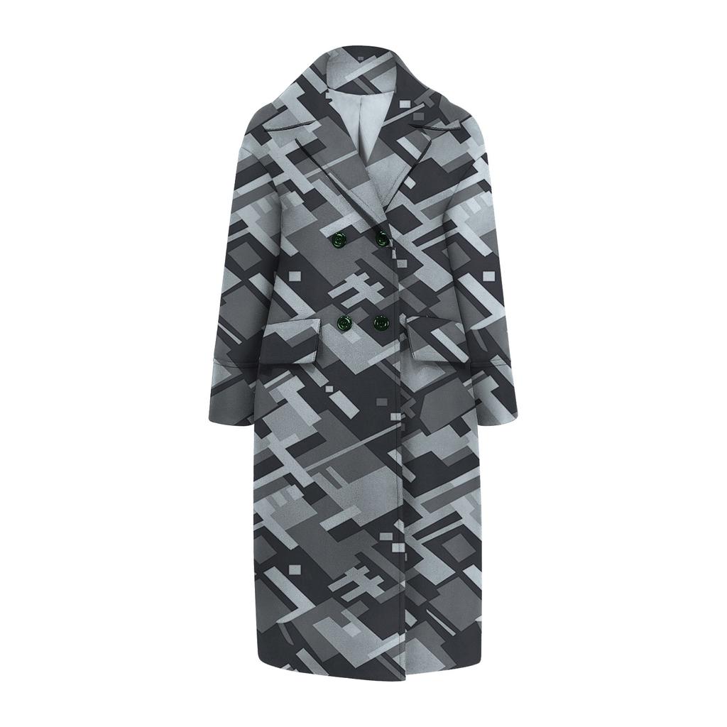 IHUASU Loose Winter Autumn Women's Tweed Jacket Warm Commuter Temperament Coat