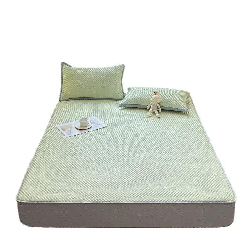 Летний холодильник-холодильник из латекса, комплект простыней, мягкий коврик для кондиционирования воздуха, юбка-кровать, моющийся однотонный противоскользящий защитный чехол для матраса