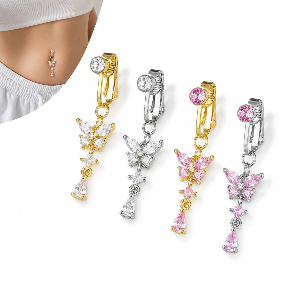 Zircon Clip on Belly Button Non Piercing Belly Button Rings Navel Rings  Fashion Accessory