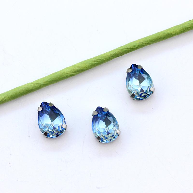 Серебряный коготь Капля Турмалин Бриллиант Градиентный драгоценный камень для DIY ювелирных изделий, обуви, сумок - 10x14 мм Кристальный камень.