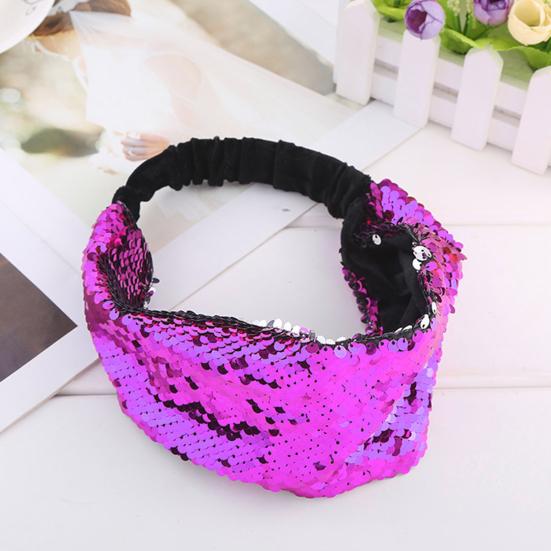 Женская повязка на голову Двусторонняя повязка с блестящими пайетками Эластичная фиксация волос Декоративное украшение Аксессуары для волос