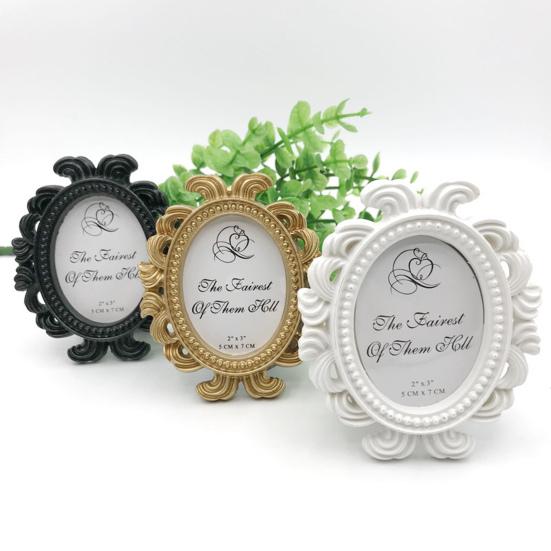 4Pcs Vintage Baroque Oval Photo Frame Mini Resin Picture Display