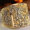 Luxury Gold Plated Coat of Arms Sweet Signet Engraved Rings for Men Women Hip Hop Dance Party Court Style Ring Jewelry Gift