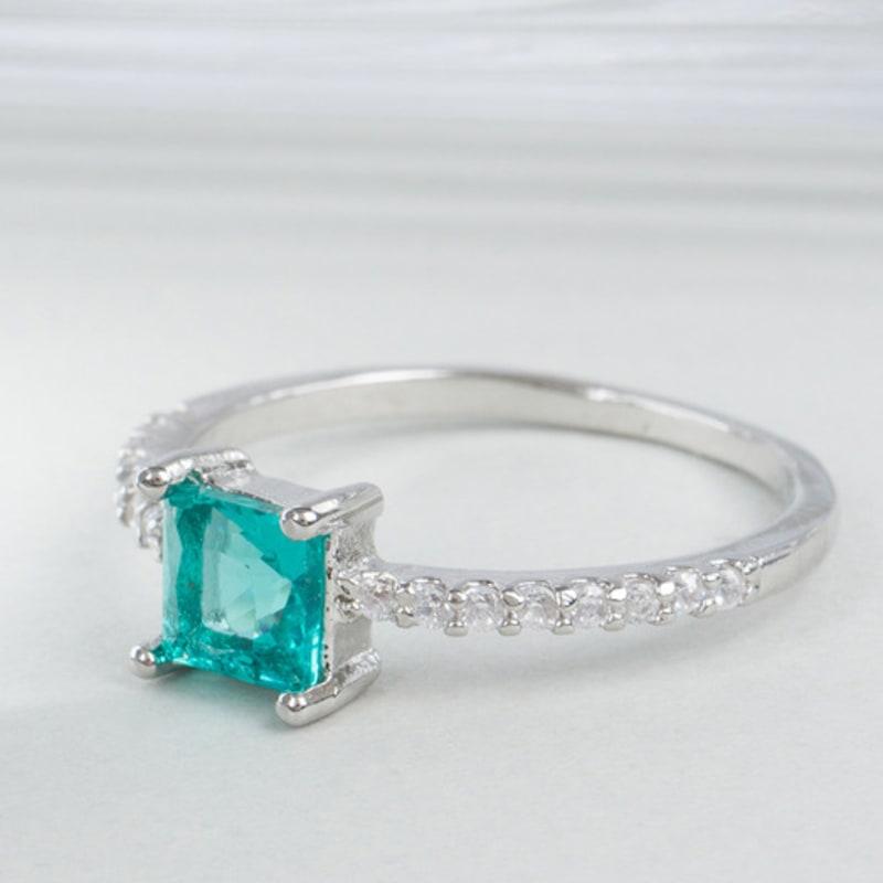 AUGUST ALICE Ocean Blue Princess Cut Cubic Ring