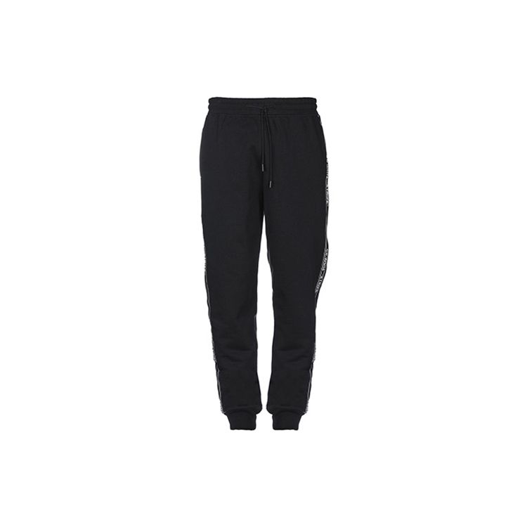 Off-White Повседневные вязаные спортивные штаны с буквенным принтом в боковую полоску, мужские брюки, черные OMCH008E18A200011000