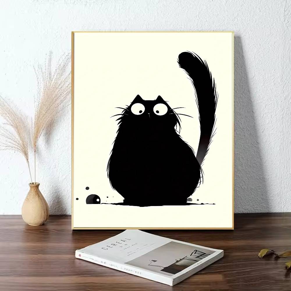 Abstract Painting Black Cat Poster Wall Art Prints Canvas Painting Pictures for Living Room Home Cuadros