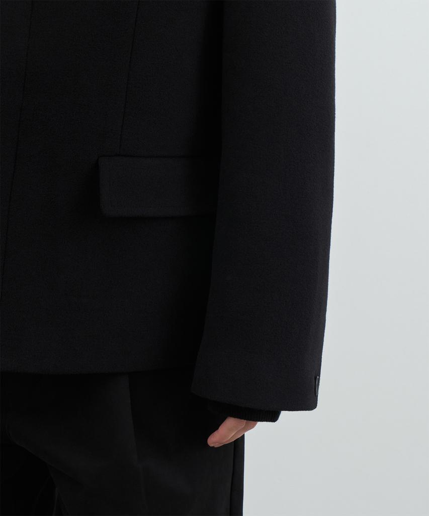 Musinsa Standard Меланжевый oversized короткий блейзер из смесовой шерсти [Черный]