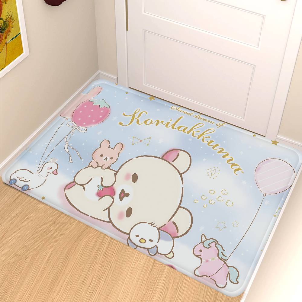 Аниме R-Rilakkuma Милый Мультяшный Фильм Коврик для Ванной Комнаты Детская Комната Спальня Декор Балкон Противоскользящий Коврик для Входной Двери Гостиная Коврик с Надписью Welcome