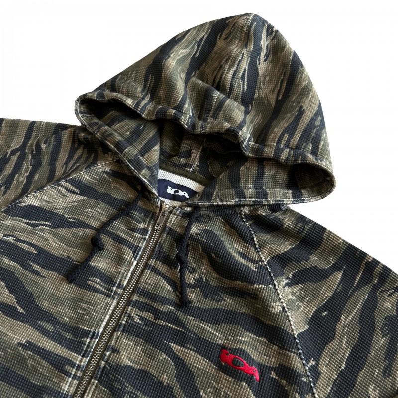 Camouflage Hooded Zip Sweatshirt Loose Fit Long Sleeve Men Women Casual Vintage Style