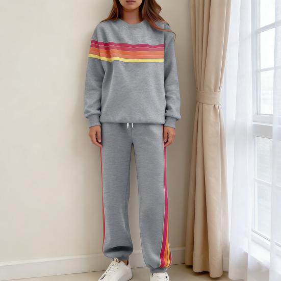 Женские комплекты для отдыха из 2 предметов, толстовка в радужную полоску, спортивные брюки с высокой талией, комплект для тренировок, спортивный костюм с длинным рукавом для путешествий