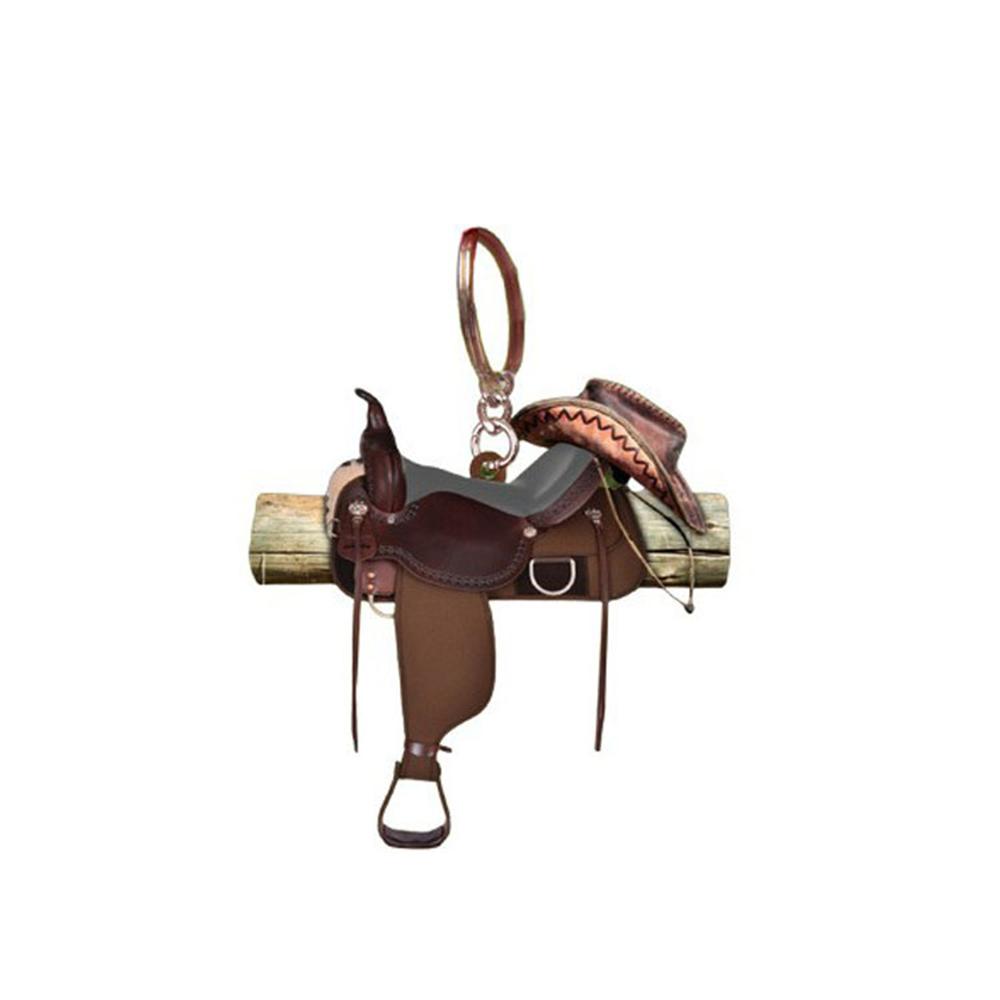 Horse Western Cowboy Saddle Shape Keychain Acrylic Charm Pendant Hanging Keyring Decoration Car Key Rings Holder Gifts Not 3D