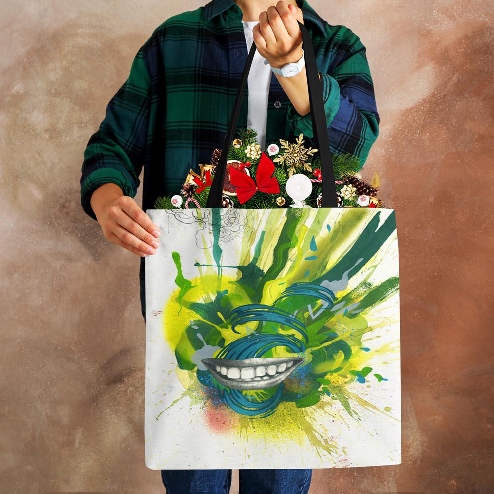 Раскрашенная холщовая сумка-тоут на плечо женская с милым принтом Харадзюку повседневная для покупок ручная сумка многоразовая большой вместимости пляжная сумка CLE