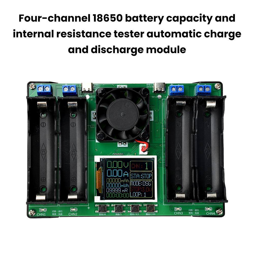 New 4 Channel Battery Capacity Tester Type-C LCD Display Battery Capacity Tester 18650 MAh Battery Internal Resistance Tester
