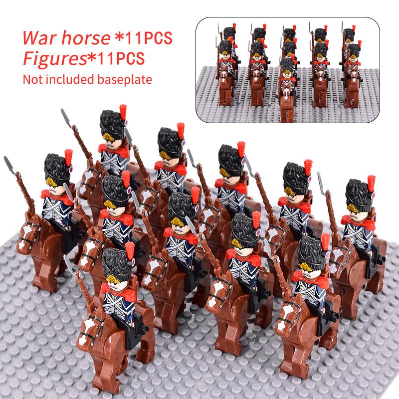 WW2 Military French Dragoon British Soldiers Cavalry Knights Figures Army Scottish Fuisiler Building Blocks Weapons Brick Toys