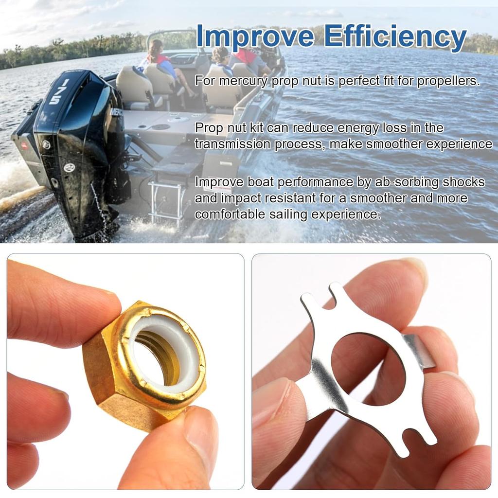 For Sierra18-3702 Marine Prop Nut Kit for Mercury Outboard Parts,Outboard Propeller Nut for Mercury Prop Nut Replace Compatible with Mercury