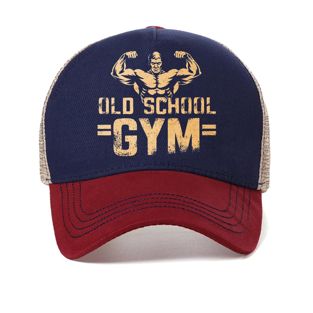 Бейсболка с принтом Old School Gym, спортивная кепка для зала Unseix, модная летняя, с регулируемой сеткой, дышащая, кепка-тракер