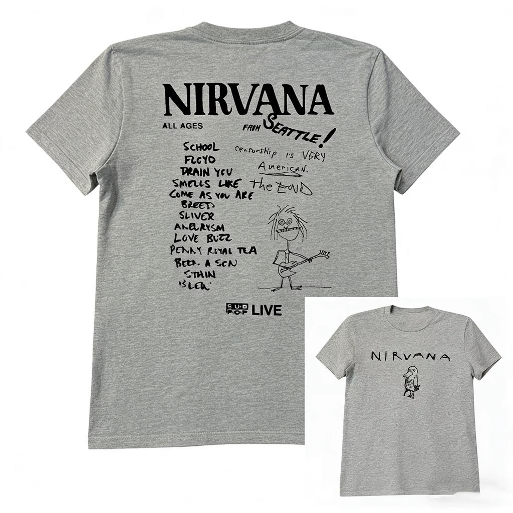 2026 Nirvana Band Унисекс и Женская Футболка с Коротким Рукавом Винтажный Колледжный Стиль Американские Граффити Хай-стрит Поло