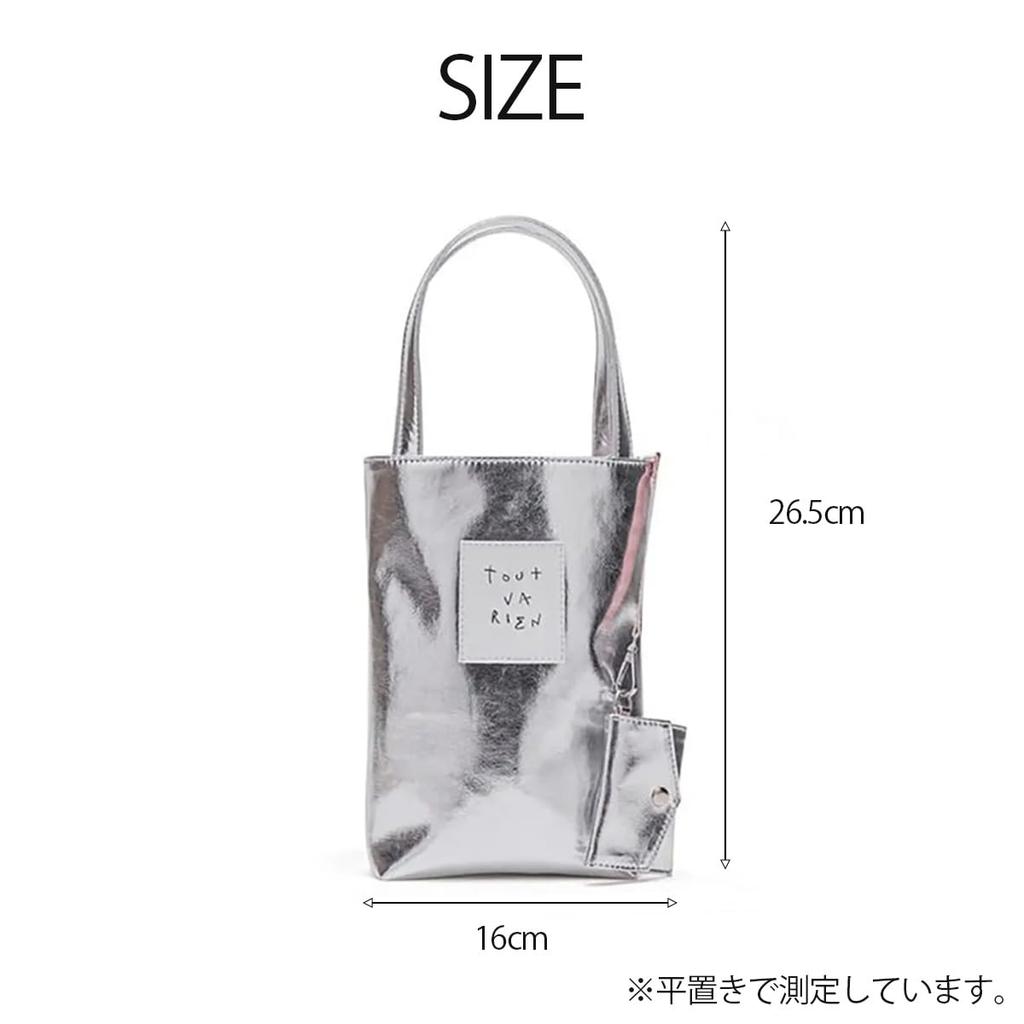 Сумка через плечо Сумка-тоут Милая сумочка Блестящая стильная ретро-сумка с логотипом из светло-серебристого цвета [DIVA Rose] Женская