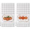 Siilues Fall Kitchen Towels 18x26 Inch Set of 2, Leaves Pumpkin Hand Towels Fall Decorations for Home Seasonal Autumn Thanksgiving Home Kitchen Decor
