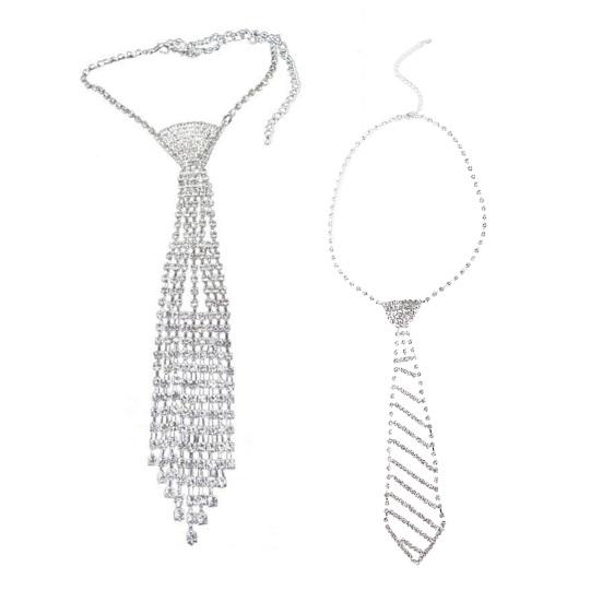 Tassel Pendant Tie Choker Adjustable Necklace Sparkling Rhinestone Necklace Party Prom Necklace Jewelry Gift