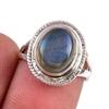 Натуральный Лабрадорит Драгоценный Камень 925 Проба Цельное Стерлинговое Серебро Ювелирное Кольцо Размер 6 v3A78