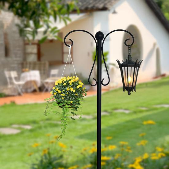 Yousheng Outdoor Крюк пастуха Двойные крюки Сверхпрочная стойка для кормушки для птиц Крюк пастуха с 5-зубчатым основанием для подвешивания растений, фонарей, колокольчиков ветра