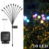Solar Firefly Lamp 6/8/10 Led Solar Garden Lawn Lamp Courtyard Terrace Channel Decoration Outdoor Waterproof Swing Lamp Christmas Lamp
