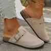 Retro Women's Mule Shoes Autumn New Fashion Flat Casual Non-Slip Slip-On Solid Color Suede Shoes Women's Zapatos De Mujer