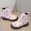 Осенне-зимняя мода с милым принтом для маленьких девочек, розовые теплые повседневные удобные милые ботинки, размер 21-30, обувь для малышей, зимние ботинки