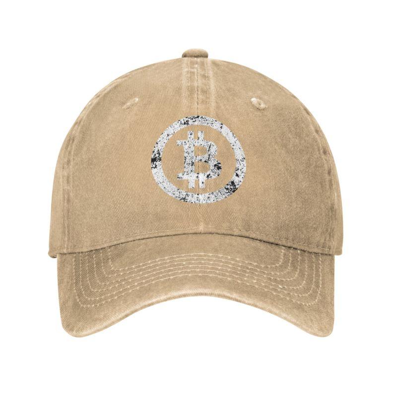 Бейсболка в стиле панк из хлопка с символом биткойна для женщин унисекс, дышащая бейсболка для торговцев криптовалютой, винтажная шляпа BTC Geek Dad, уличная кепка