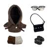 Niannyyhouse 10cm, 15cm, 20cm Plush Toy Clothes: Wool Hoodie, Pants, Backpack, Glasses, Leather Shoes, Color Block Suit, Cotton Doll Clothes (Dark