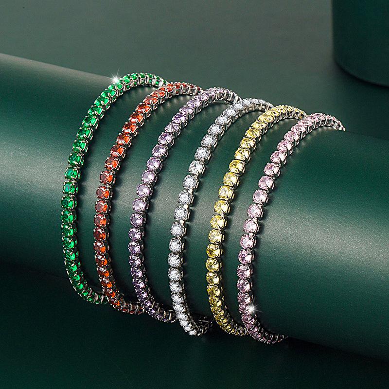 New Full Moissanite 3MM Bracelet 925 Sterling Silver bangles Chain For Women Men Wedding Jewelry Plated 18K white gold GiftsGood product